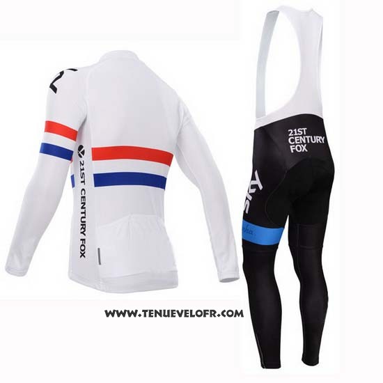 2014 Maillot Ciclismo Sky Champion Regno Unito Blanc Manches Longues et Cuissard